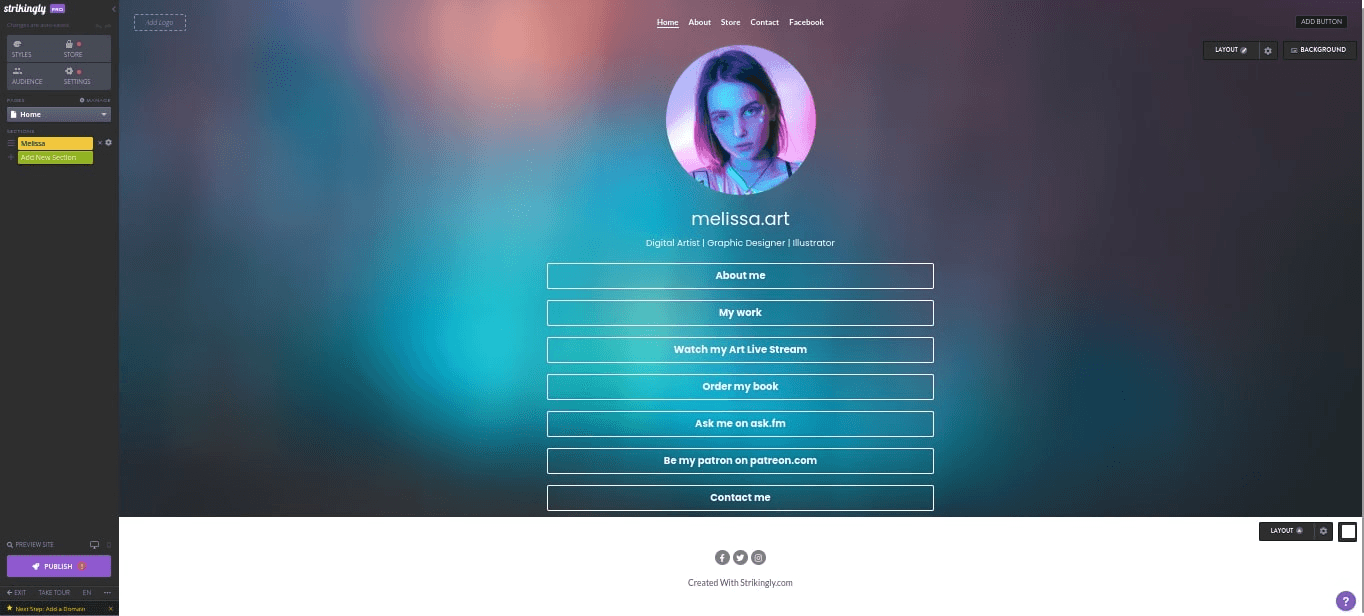null Website template with social media connect